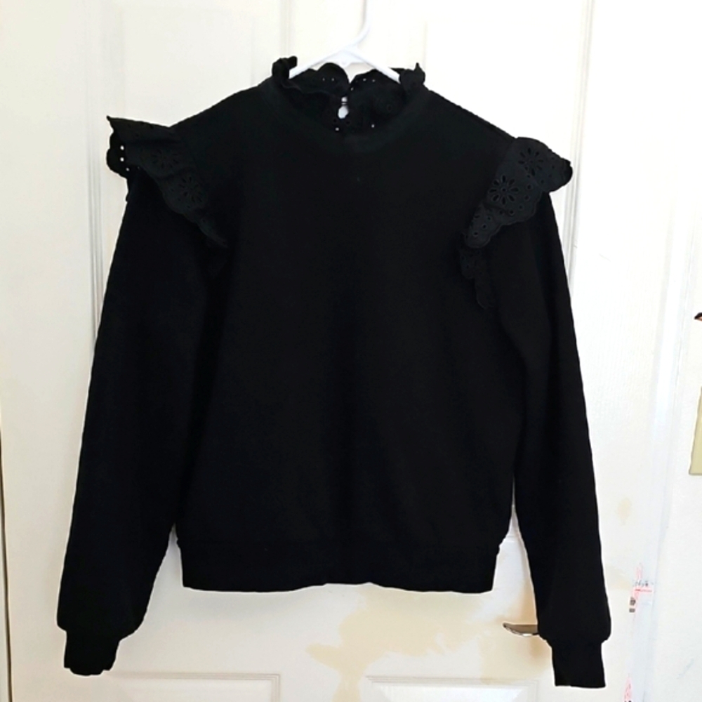 & Other Stories Black Ruffled Sweater